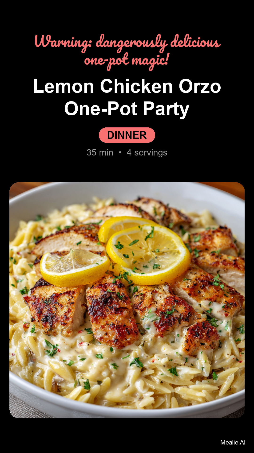 Creamy Lemon Chicken Orzo (One Pot)