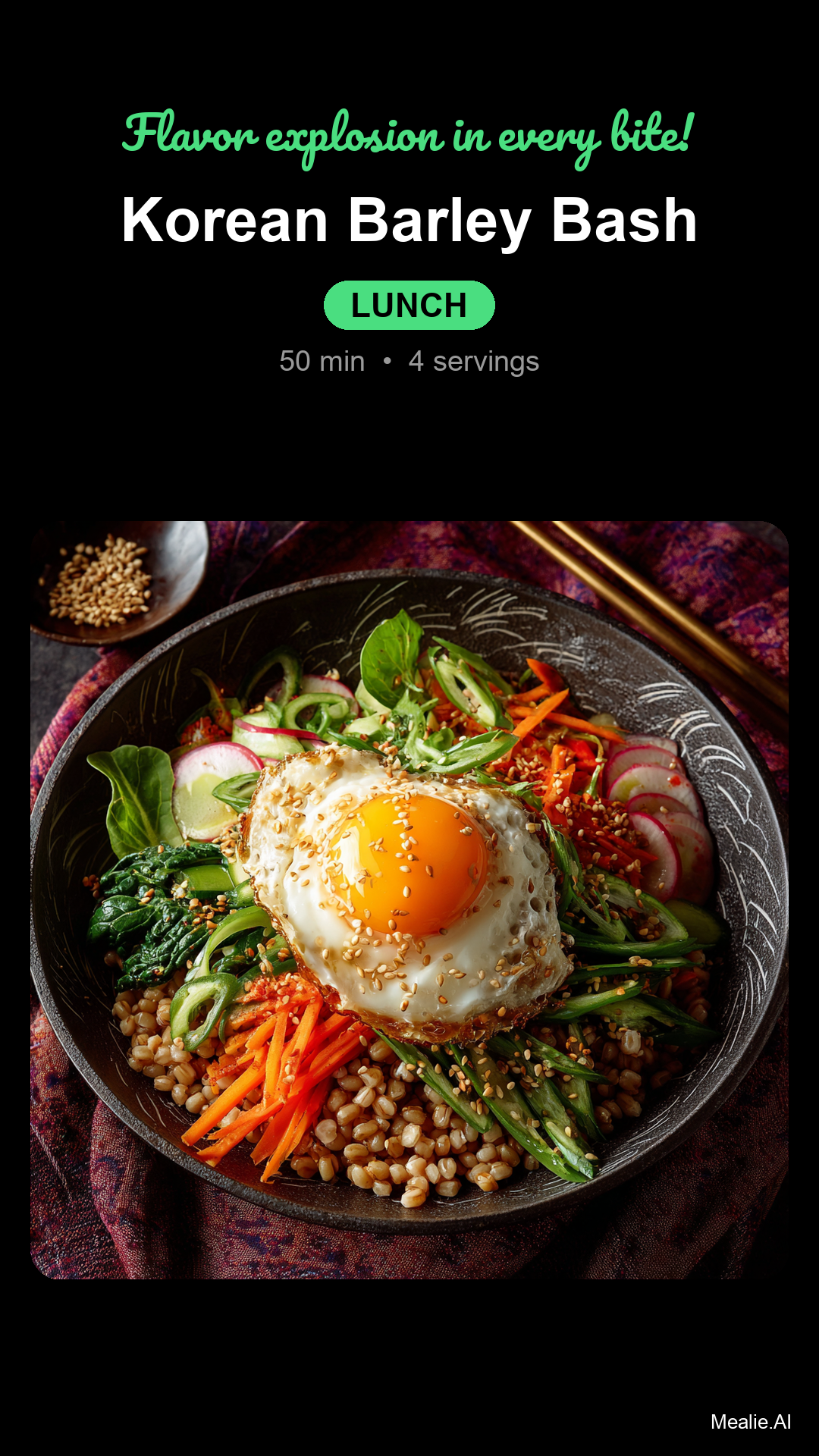 Korean Barley Bibim Salad with Perilla Pesto and Roasted Carrots