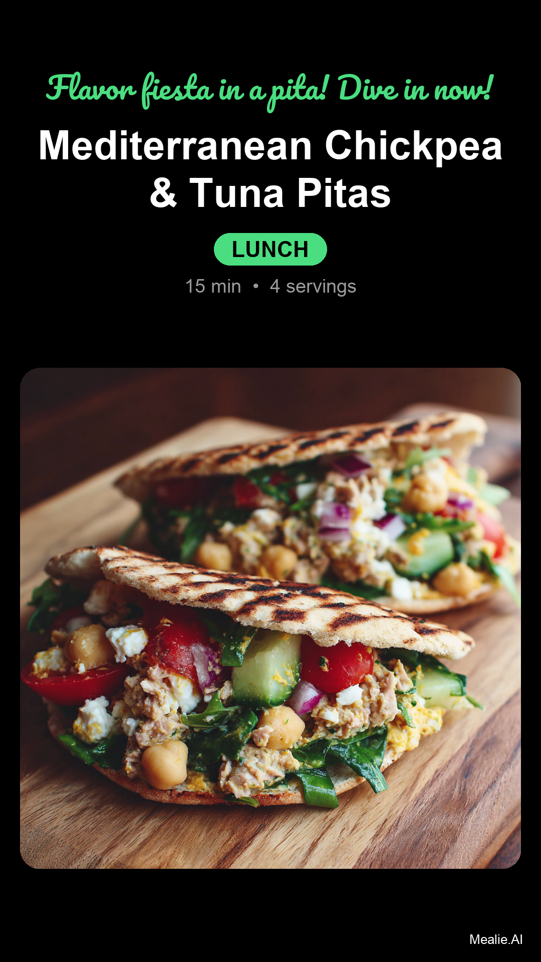 Mediterranean Chickpea & Tuna Salad Pitas