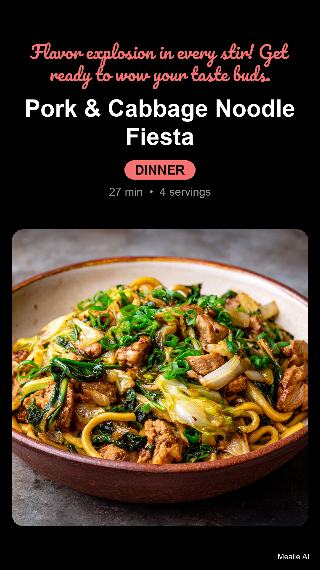 Pork & Cabbage Stir-Fry with Garlic Noodles